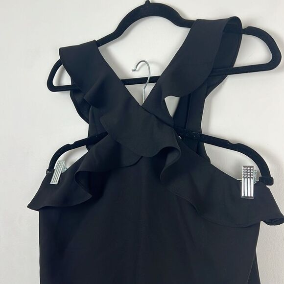 Banana Republic Black Criss Cross Ruffle Sleeveless Blouse Women’s Size Small - Picture 8 of 14
